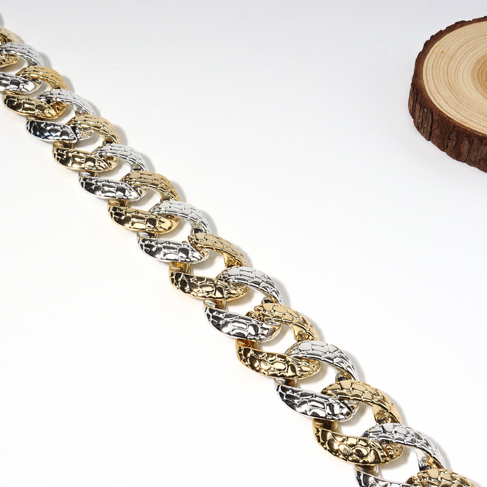 CJ Drop China two tone hammered curb chain necklace in gold and silver summer statement chain necklace