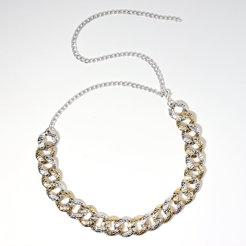 CJ Drop China two tone chunky curb necklace with adjustable extender summer statement chain necklace