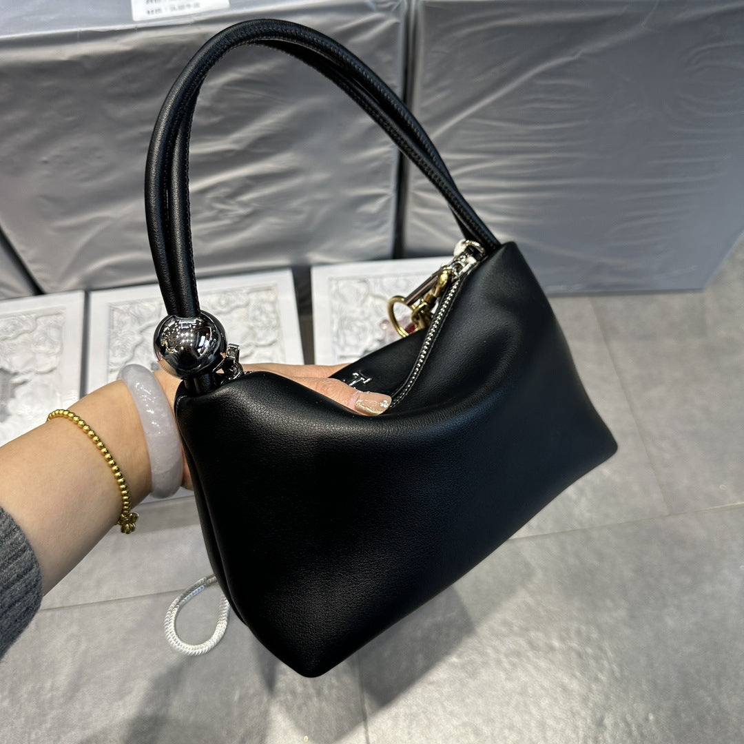 2025 New Genuine Leather Handbag Women's Simple One Shoulder Crossbody Bag Small Square Bag Niche Design Mini Bag Wholesale